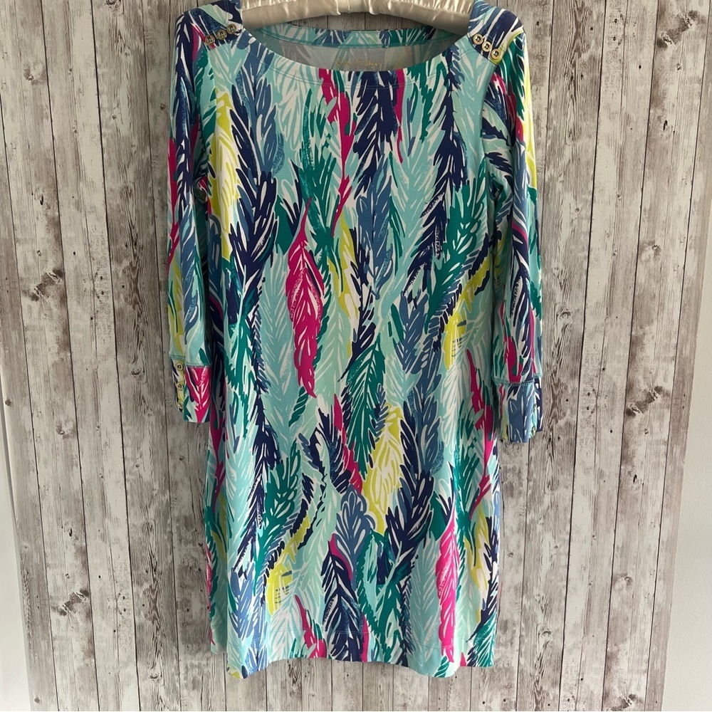 Lilly Pulitzer Sophie Light As A Feather Multicolor Tropical Print Dress Small